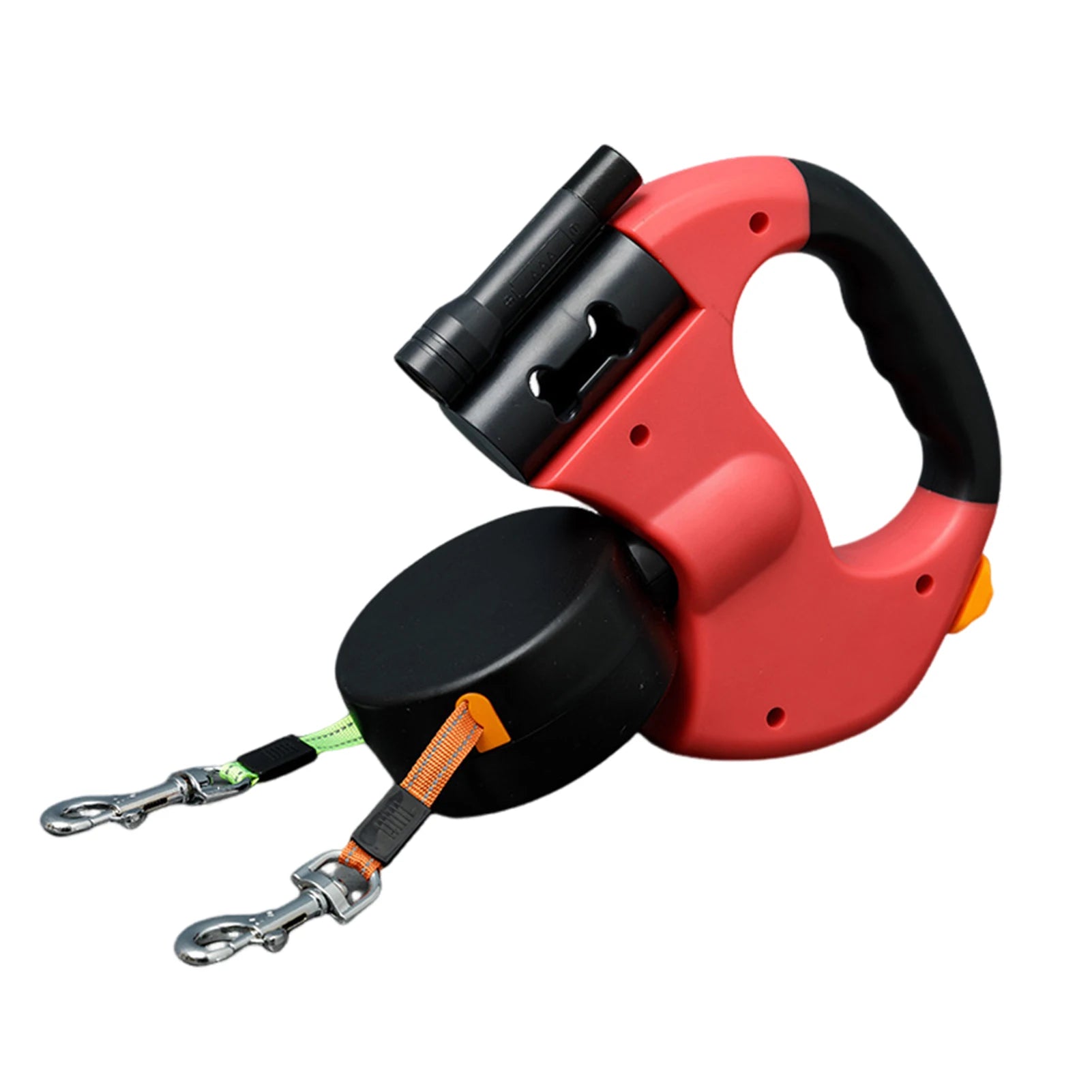 Retractable Dual Doggie Leash with LED Light, 360 Swivel No Tangle for Each Dog Independent Braking with Reflective Leads