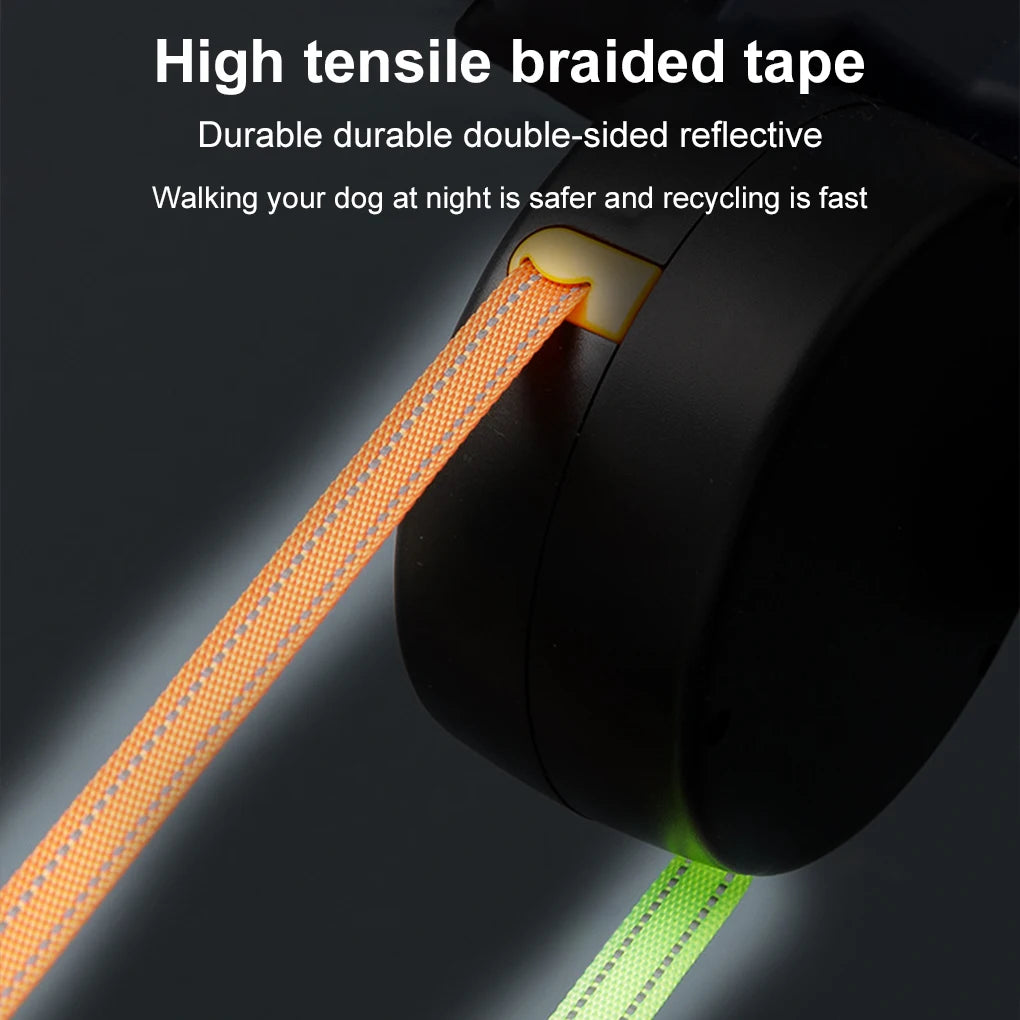 Retractable Dual Doggie Leash with LED Light, 360 Swivel No Tangle for Each Dog Independent Braking with Reflective Leads